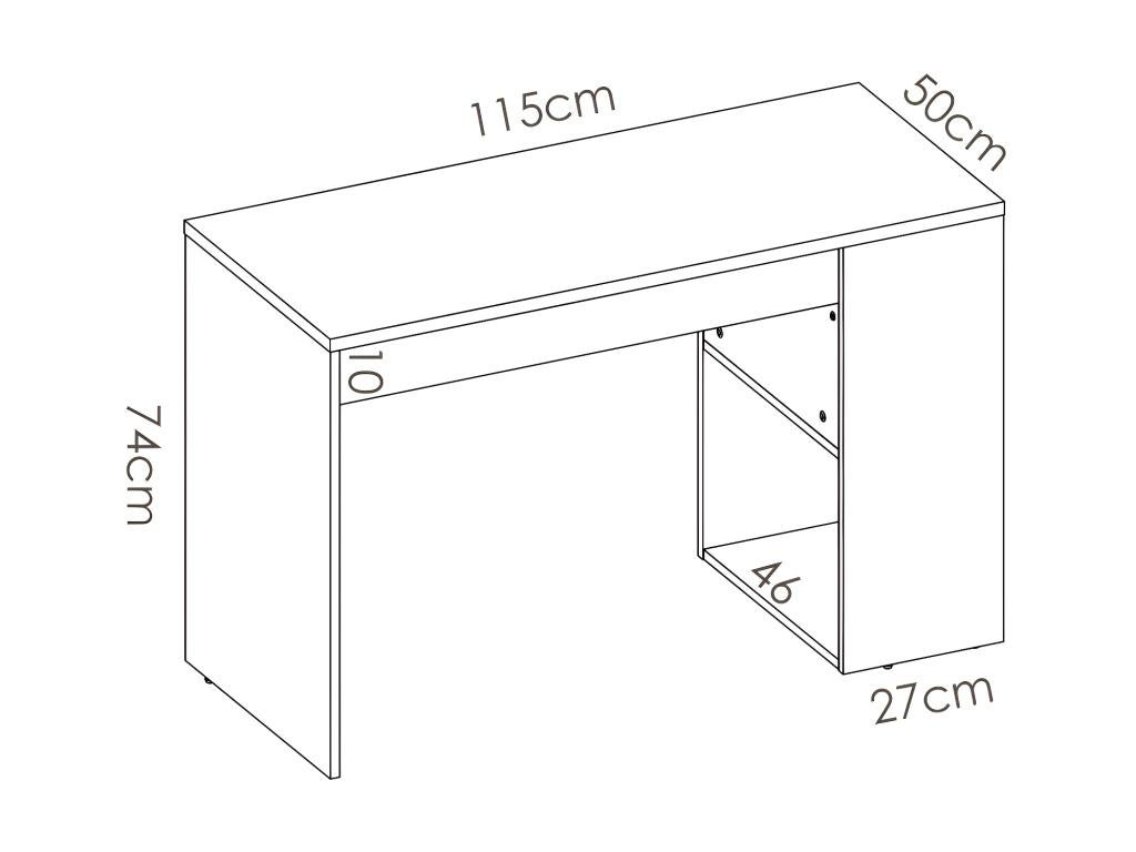 Bureau 1 tiroir - Decor chene naturel et blanc - L 115 x P 74 x H 50 cm - TEO - 6