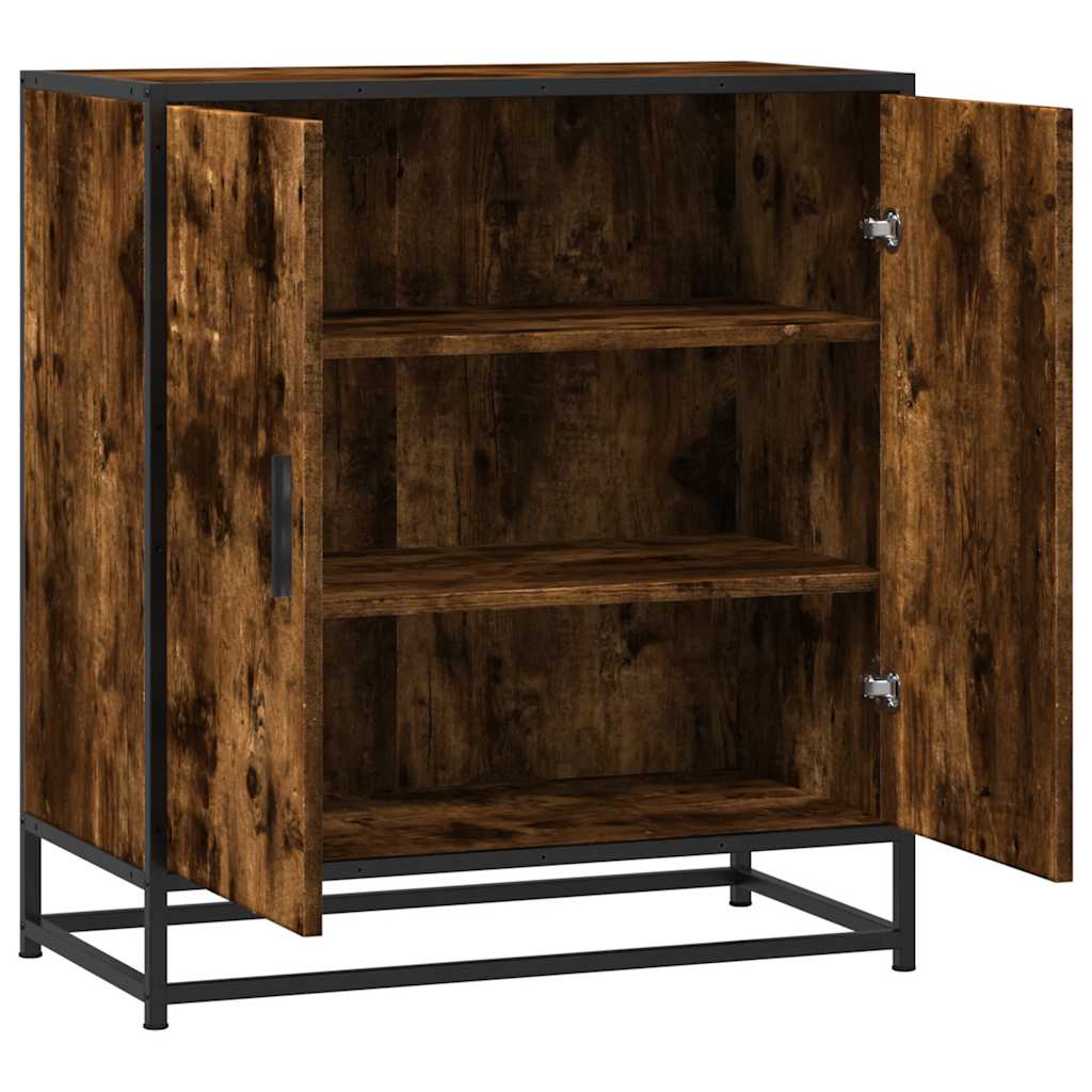 Buffet chêne fumé 68x35x76 cm bois d'ingénierie et métal - 4