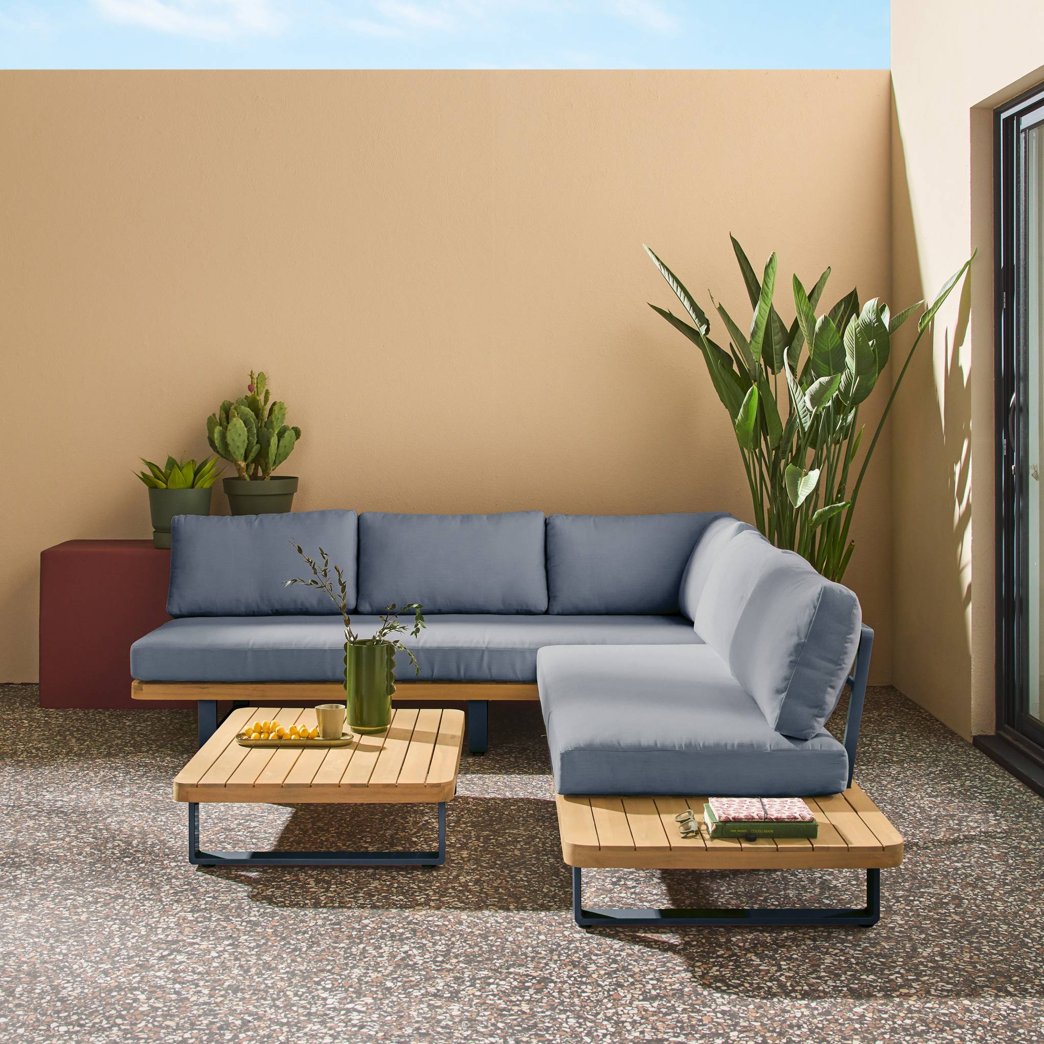 Salon de jardin en Aluminium et bois Gris 5 personnes - 2