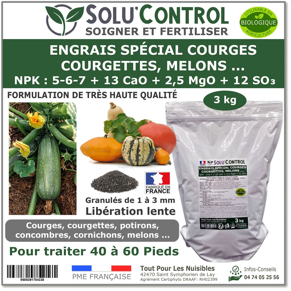 SOLU'CONTROL - 3 kg Engrais Spécial Tomates, Aubergines, Poivrons SOLU'CONTROL - 3 kg Engrais Spécial Tomates, Aubergines, Poivrons