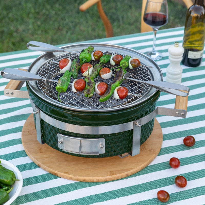 BBQ KAMADO HIBACHI - Grill okrągły z funkcją barbecue i płytą