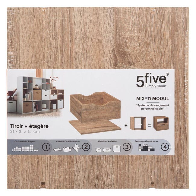 5five - cassetto e ripiano effetto rovere naturale mix n modul 31 cm 5five - cassetto e ripiano effetto rovere naturale mix n modul 31 cm