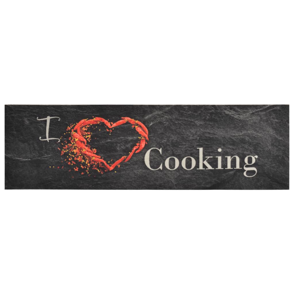 Alfombra de cocina | tapete para la cocina lavable terciopelo cooking negro 45x150 cm cfw65179