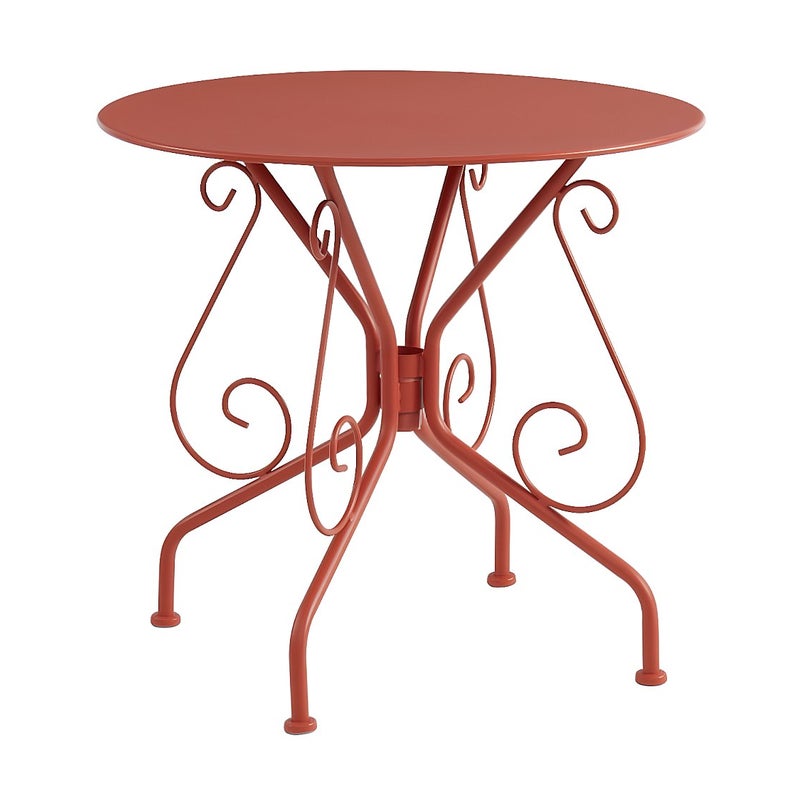 Stół ogrodowy z metalu w stylu kutego żelaza – kolor terracotta - GUERMANTES