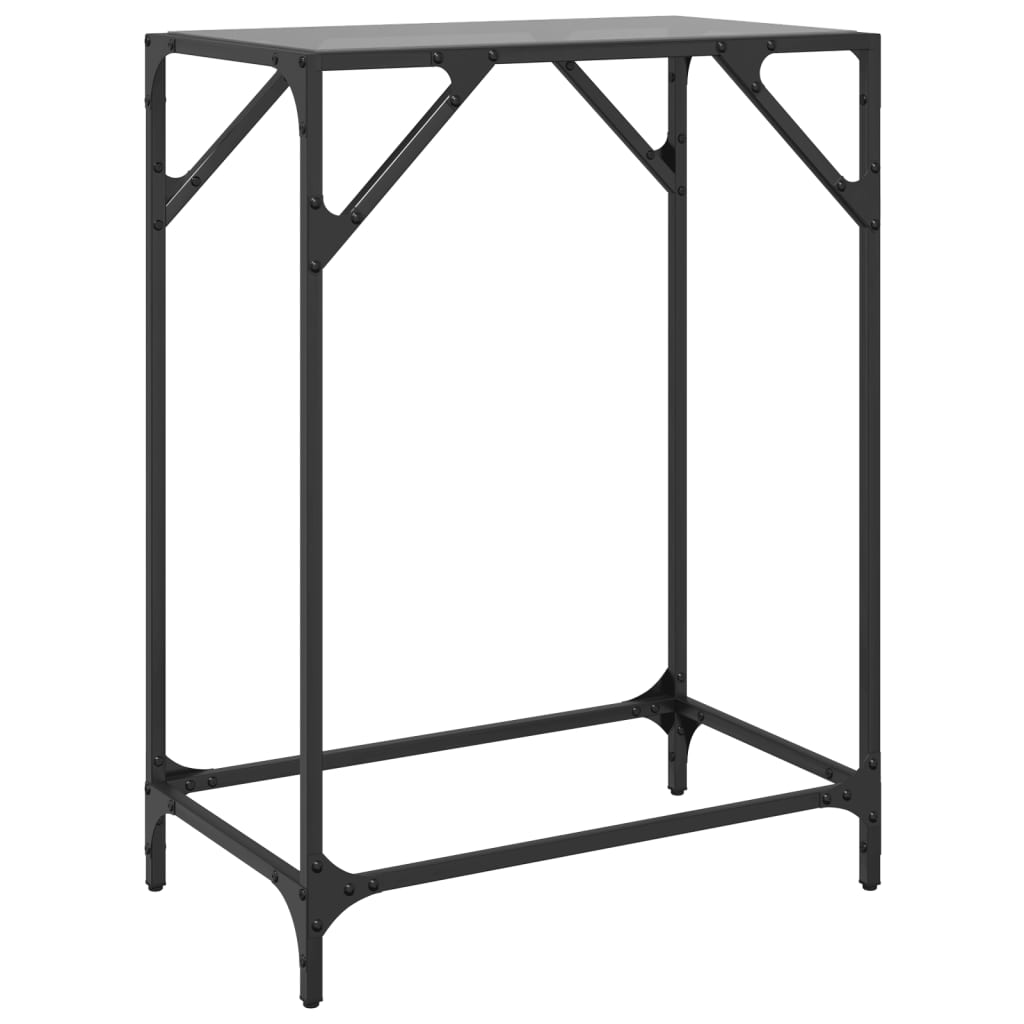 Tavolino Consolle con Piano in Vetro Nero 60x35x81cm in Acciaio vidaXL - 5