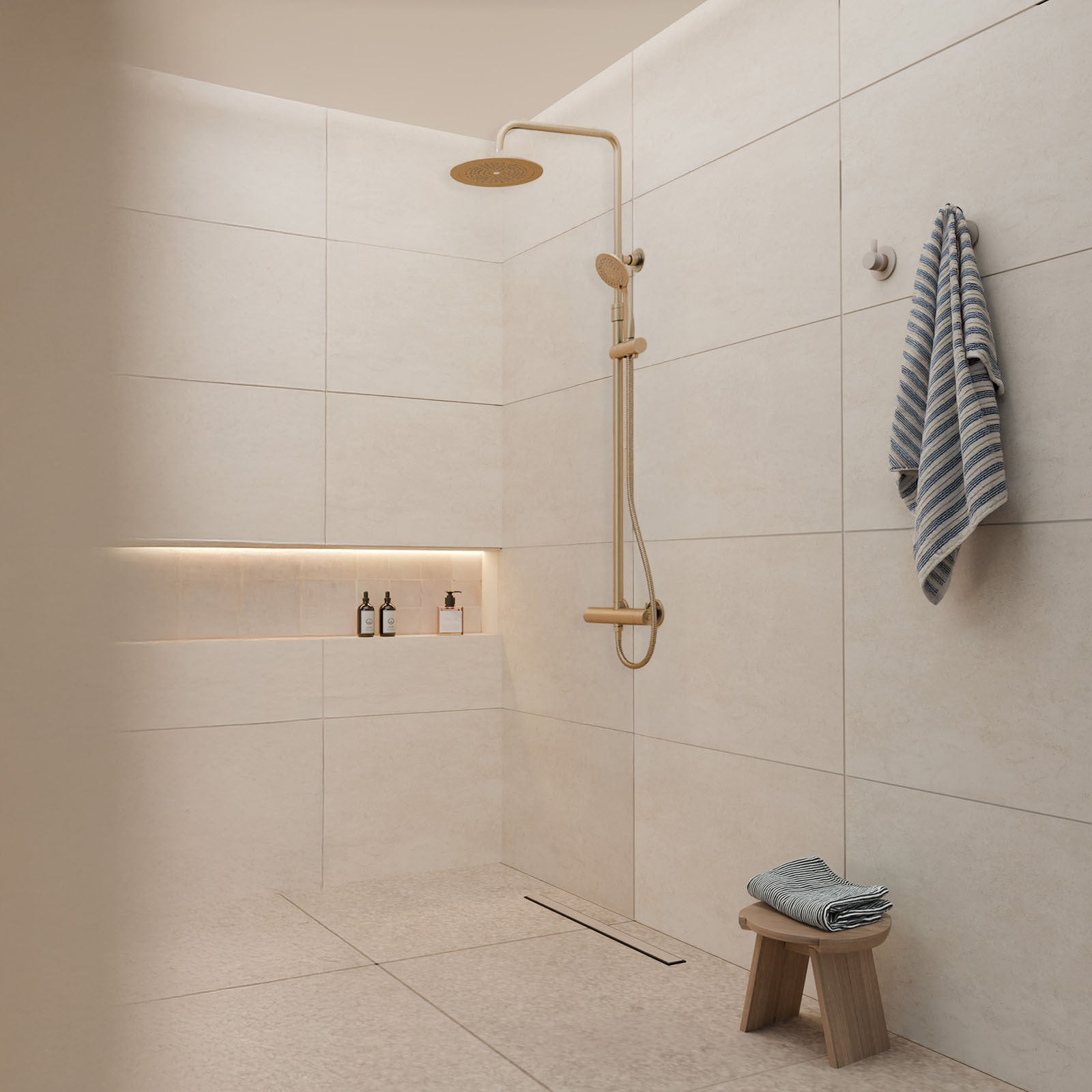 Columna de ducha Mecánica Oro Cepillado 133x26x52 cm - MOLLY GOLD - 6