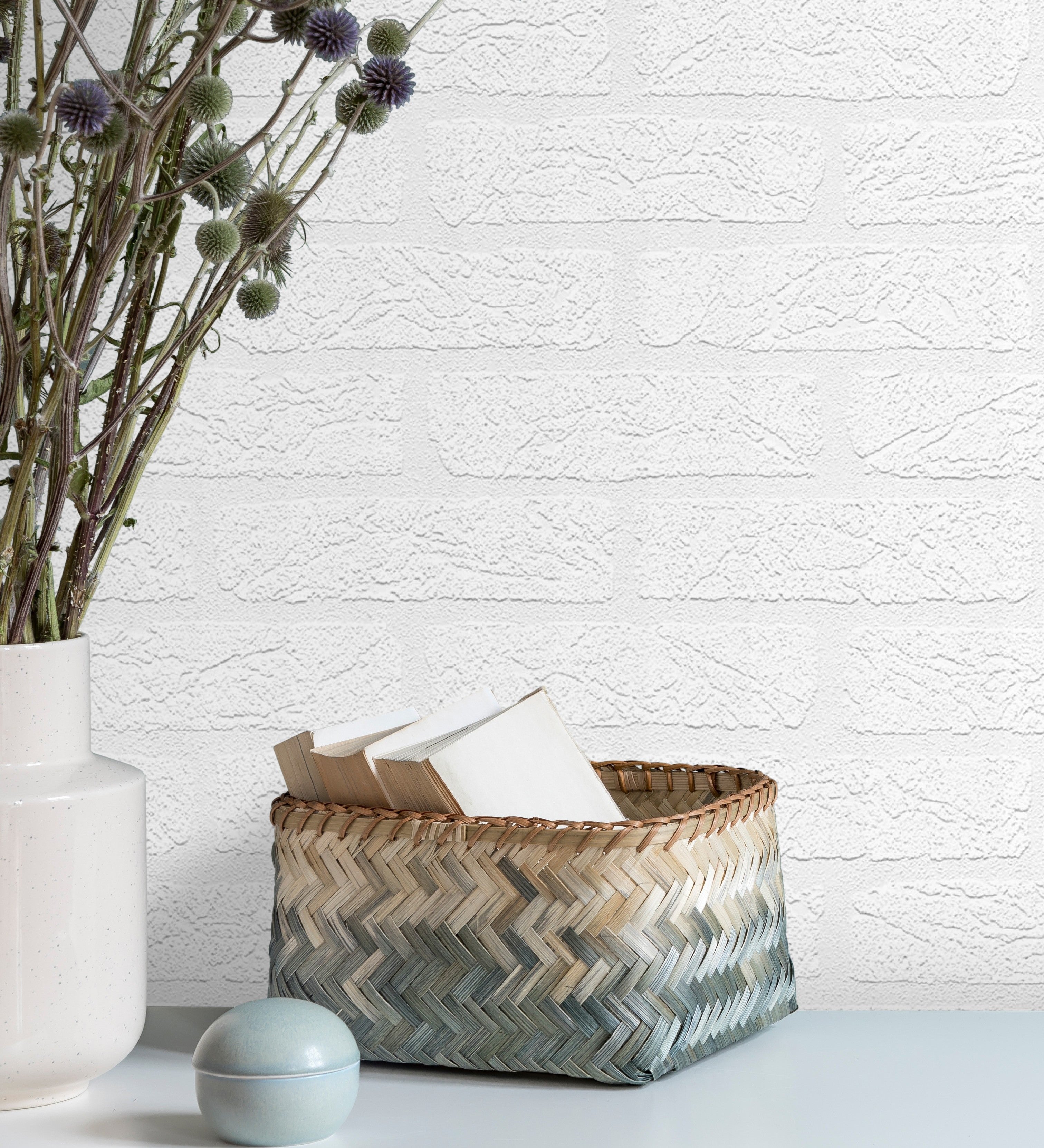 Papel pintado muro de ladrillos blanco 3D repintable alto relieve - Capitol Street 421612 de GAULAN - Rollo de 10 m x 0,53 m - 4