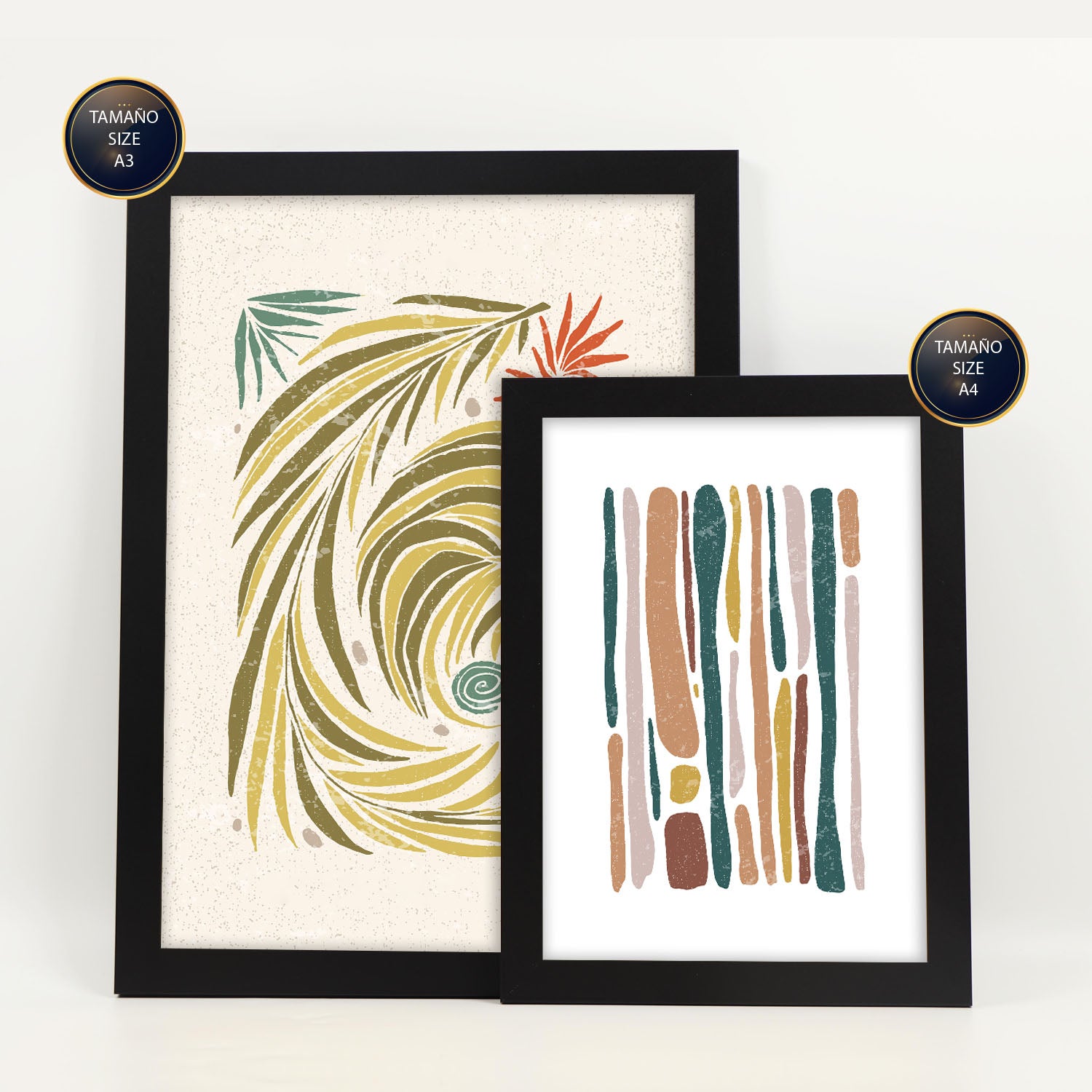 Nacnic Ensemble 6 Impressions De Lignes Dans De Style Ethnique Cadre Décoratifs Pour Votre Chambre Maison Impression A4 A3 Avec Des Cadre Noir - 2