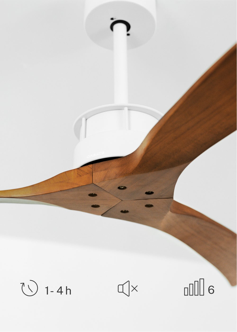 CREATE - WIND LARGE L - Ventilateur de plafond 40W silencieux Ø152 cm 100% bois sans eclaraige sans wifi - 5