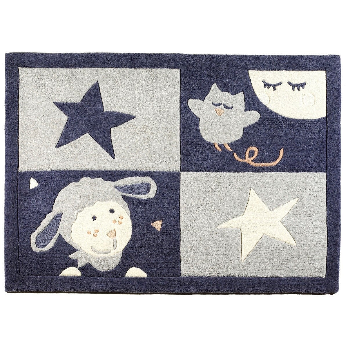 Sauthon Tapis De Chambre Bébé Chao Chao 130x90 Cm – Blanc Et Noir, 100% Acrylique Doux Et Fantaisiste