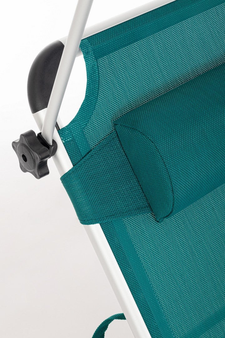Bain de soleil inclinable en aluminium anodisé et textilène avec auvent, bleu - 9