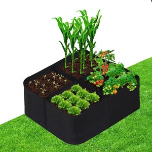 VKTY Aiuola da giardino rialzata in tessuto, 1,2 m x 6,2 m, in tessuto resistente, quadrato, per carote, cipolle, erbe, fiori, ortaggi, piante da patio, contenitore per piante da giardinaggio