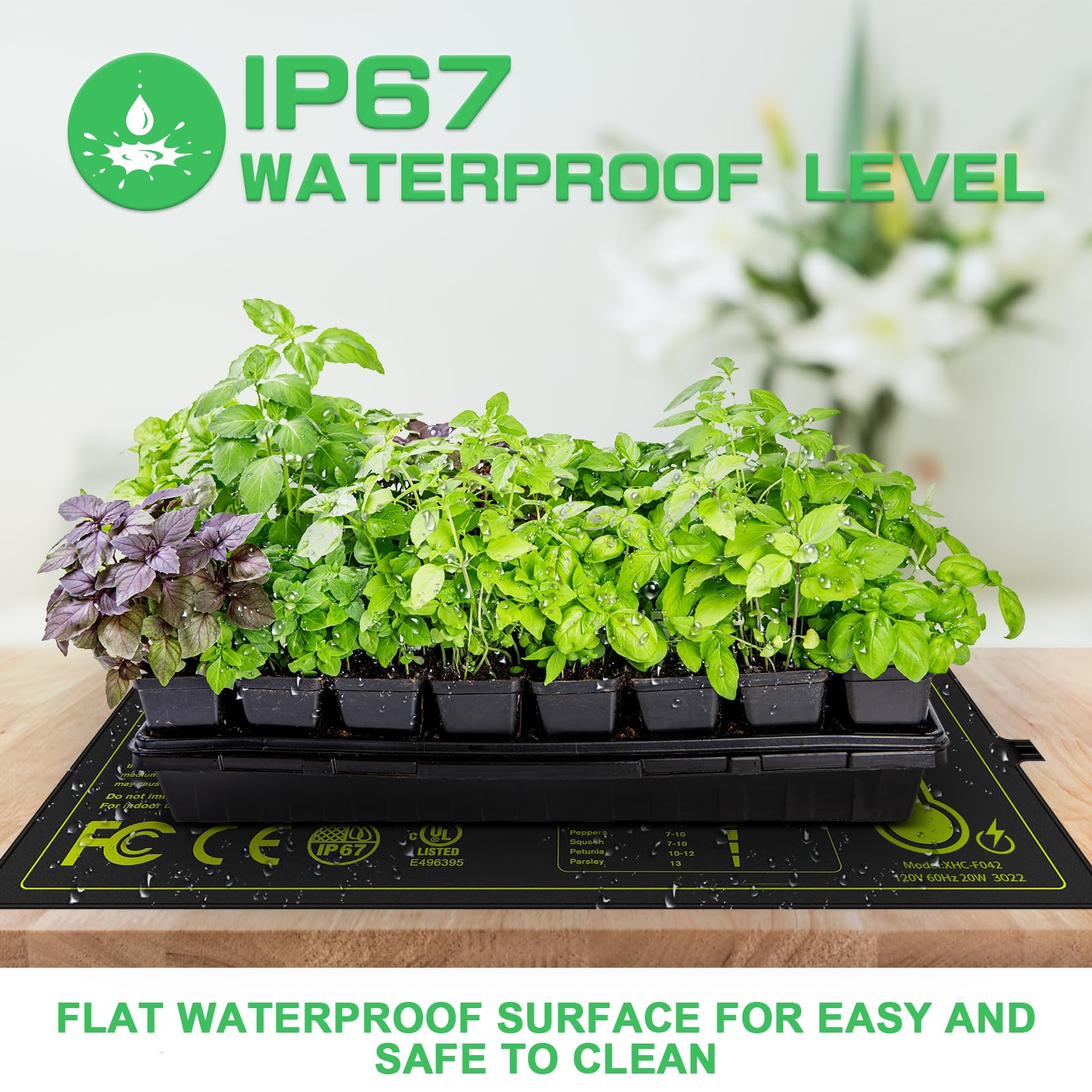 COONOOR Tapis chauffant pour semis pour le démarrage des graines, coussin chauffant étanche 25 x 52 cm pour la Germination des plantes hydroponique - 8