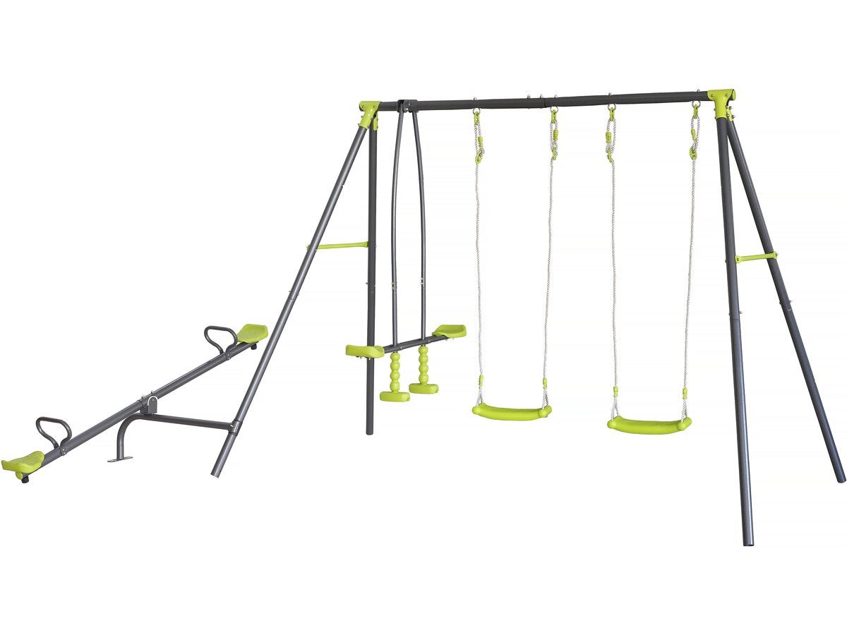 Metalowa huśtawka na plac zabaw "Basile" - 4 aparaty - Zielona