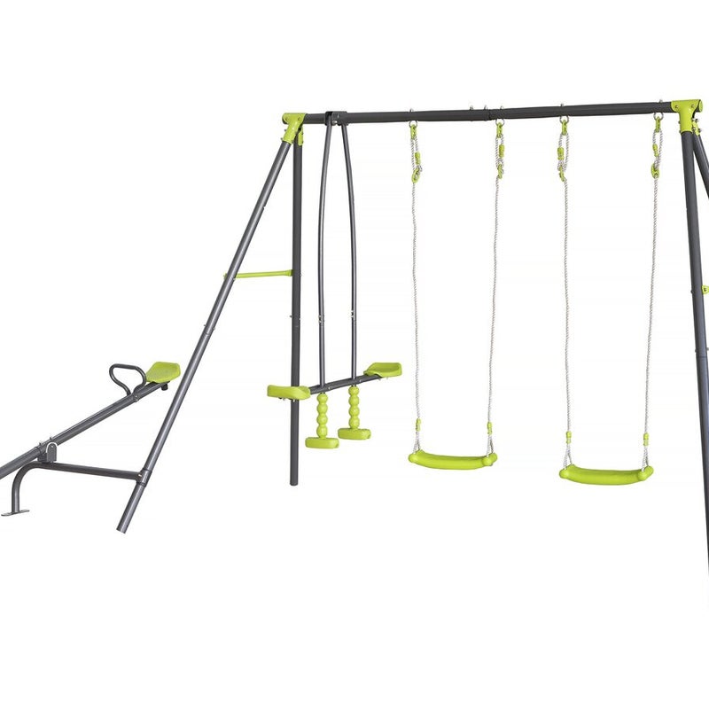 Metalowa huśtawka na plac zabaw "Basile" - 4 aparaty - Zielona