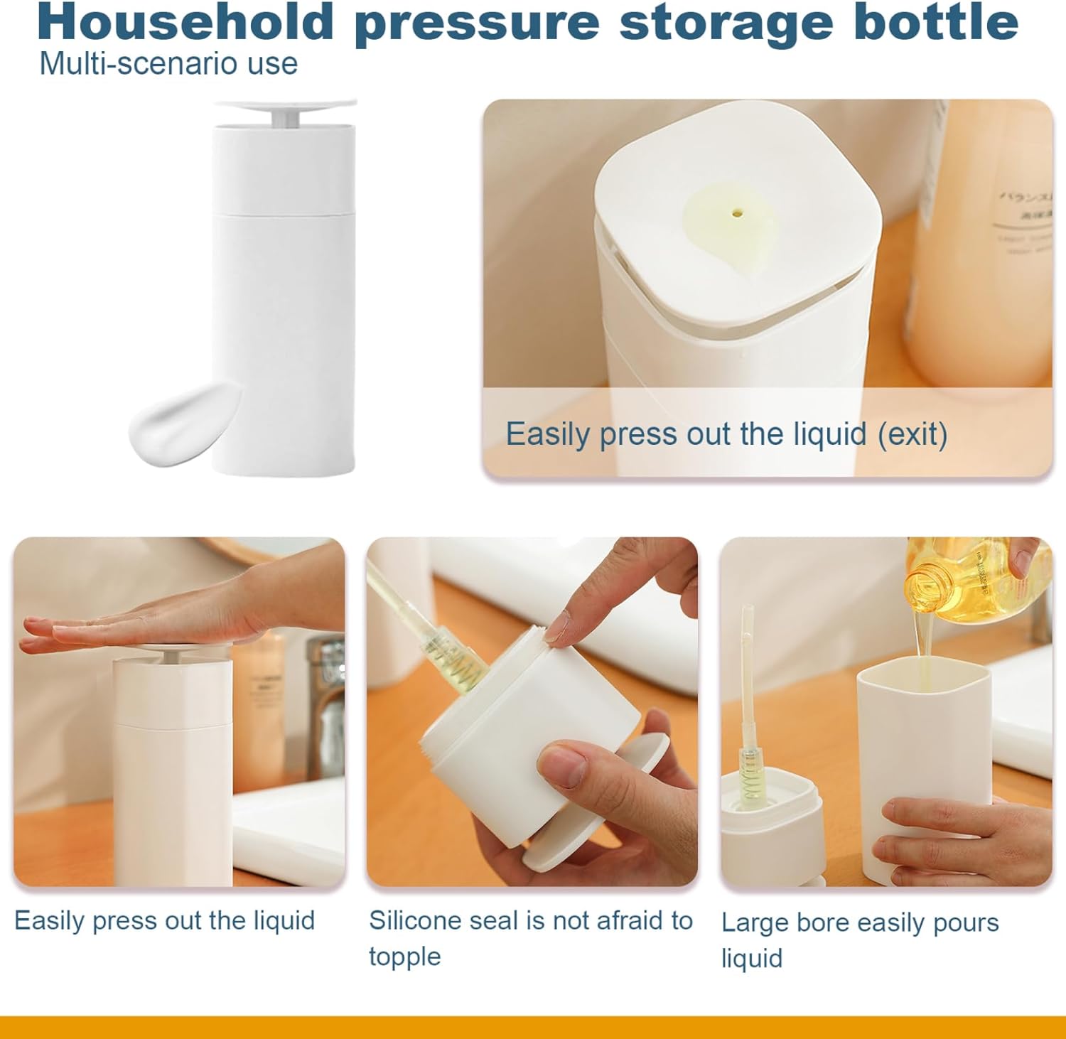 Distributeur de savon à pousser pour distributeur de liquide, distributeur de savon, pompe vide, distributeur de cosmétiques, bouteille de liquide - 4