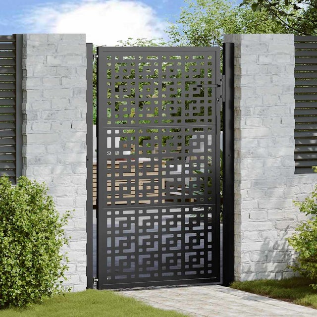 Cancello da giardino nero 100x150 cm in acciaio con design a croce vidaXL