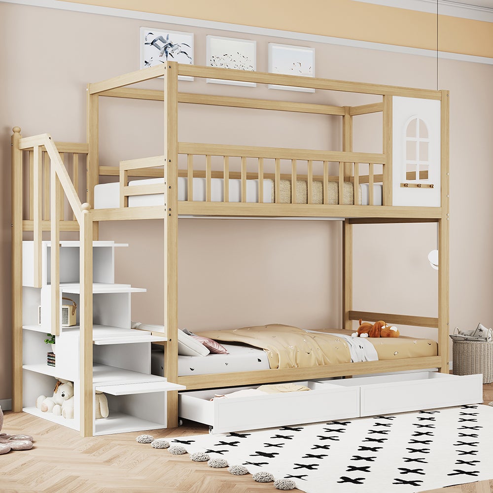 Litera infantil 90*200 cm, forma de casa con ventana, con cajones de ...