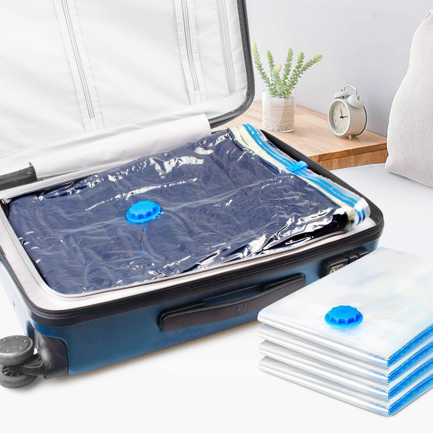 Lot De 6 Sacs De Rangement En Plastique Transparent Avec Fermeture éclair Pour Vêtements, Couvertures, Draps, Oreillers (40 X 35 X 10 Cm