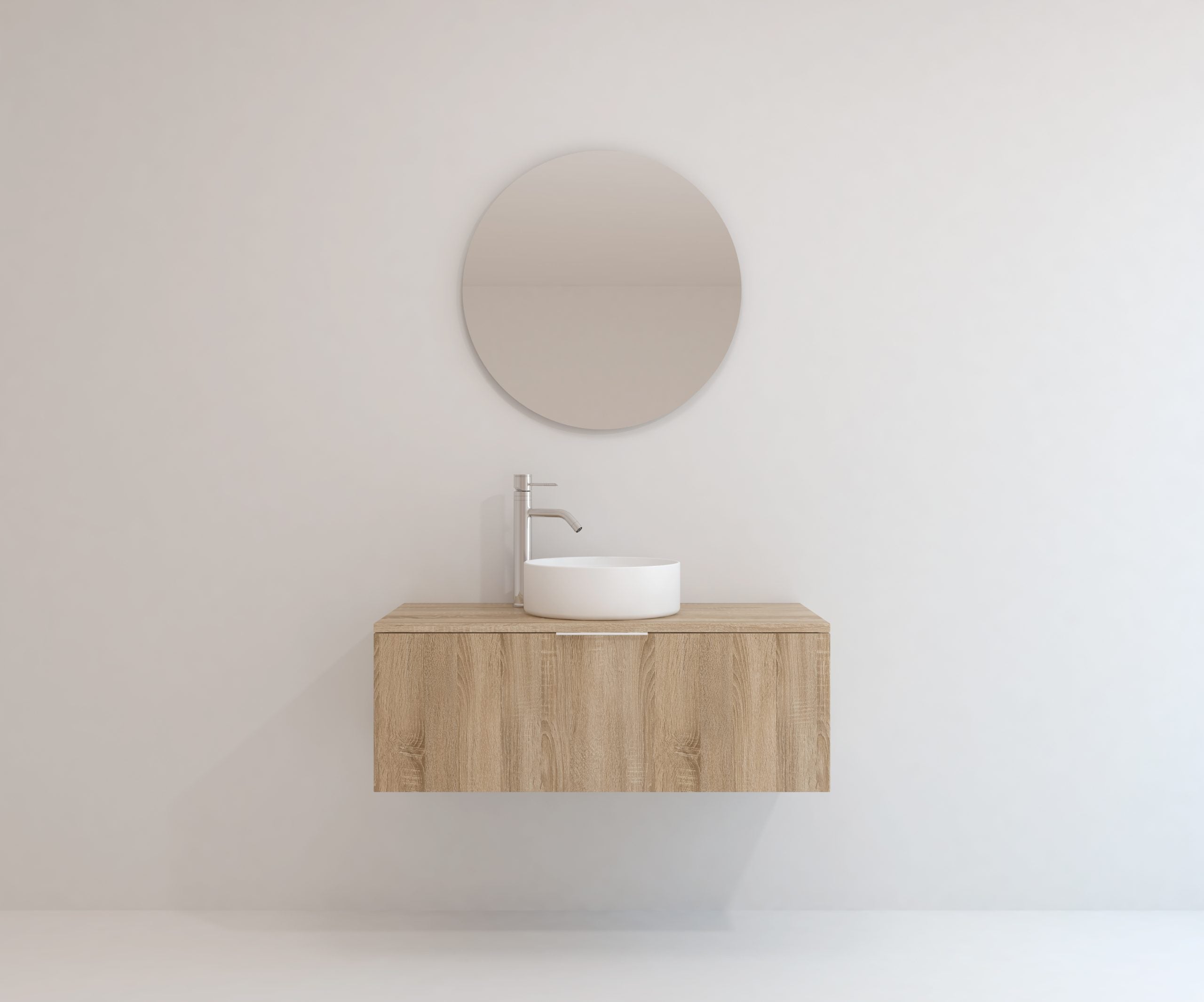 Ensemble de meubles de salle de bain Mapau RICHET, chêne Bardolino, 100 cm + vasque + miroir rond - 4