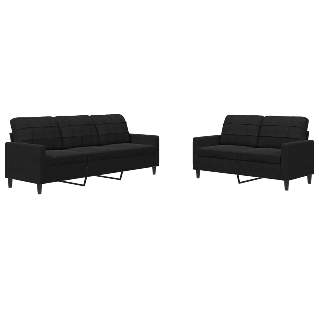 Juego de sofás con cojines 2 uds | sofá de salón | sofá de descanso terciopelo negro cfw382975