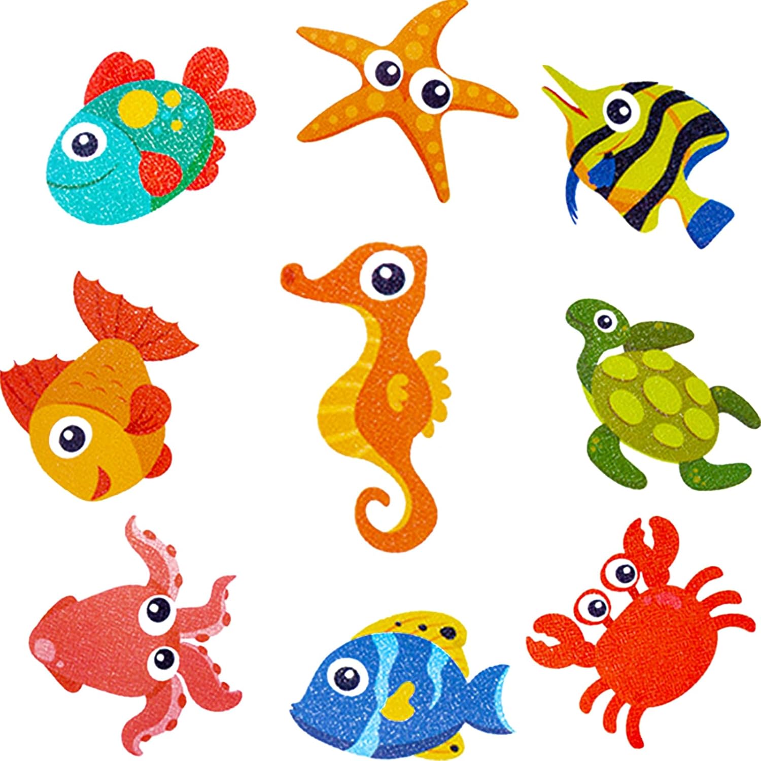 9 antypoślizgowych naklejek do łazienki, naklejki z motywem życia morskiego do wanny i prysznica, wodoodporne i trwałe.