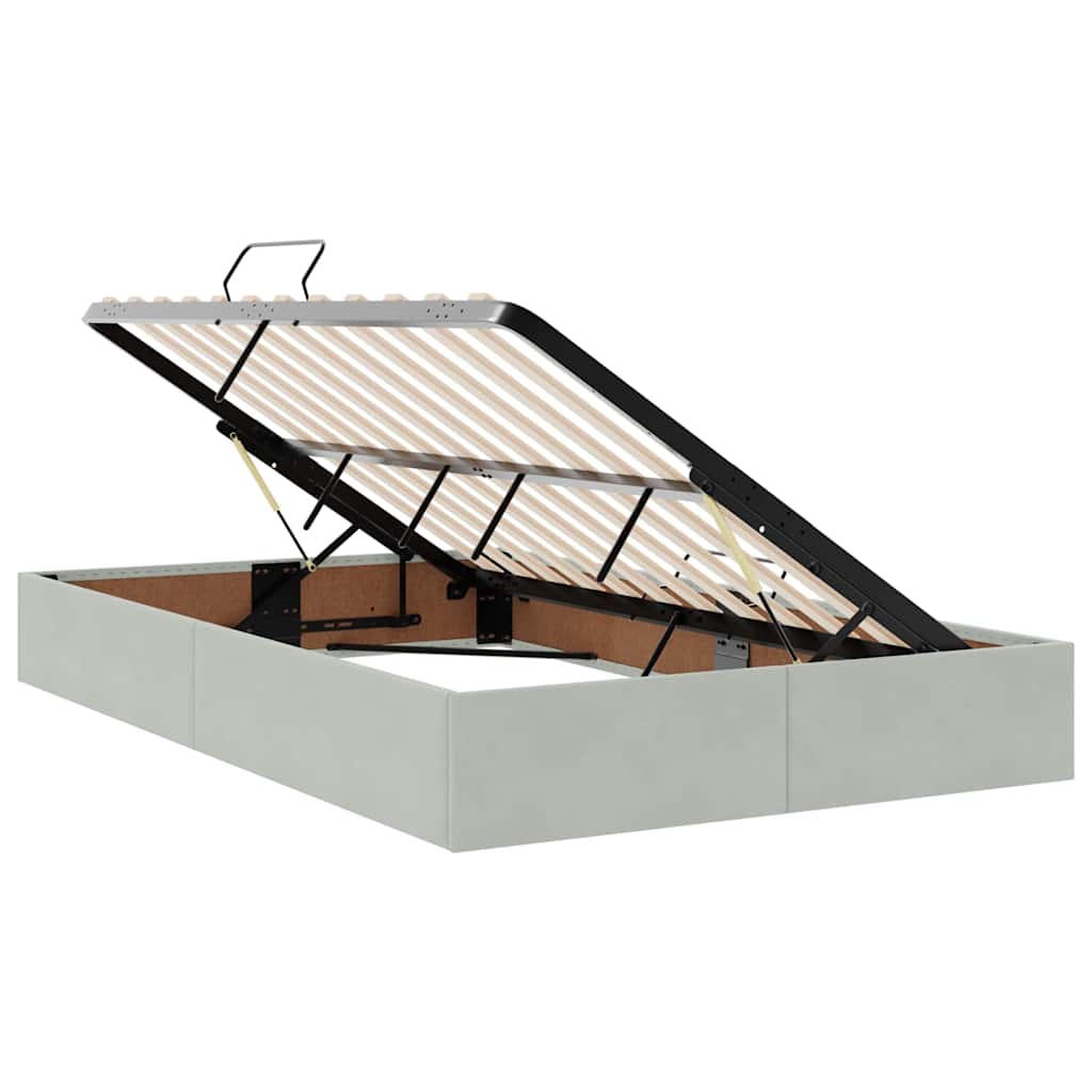 Lit avec rangement en velours gris clair pour la chambre, 120 × 200 cm - 6