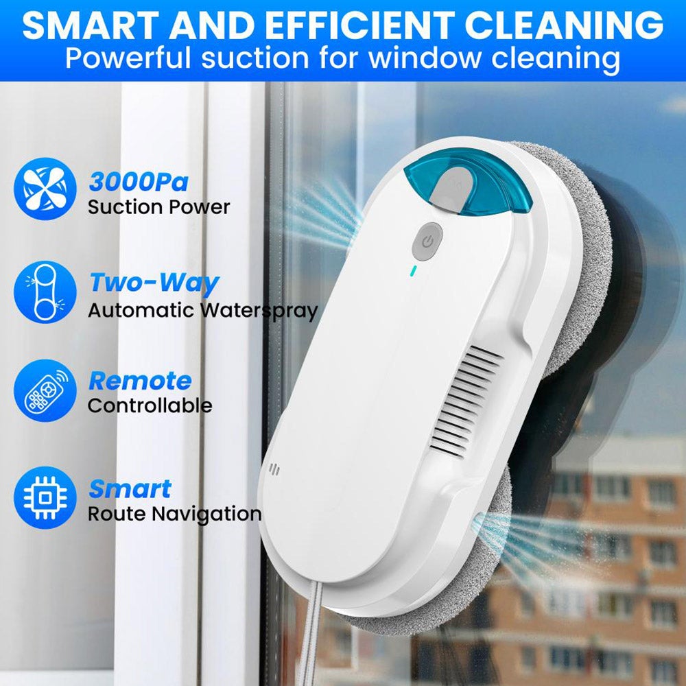 INSE Robot Lave-Vitres W1 - 3200Pa Aspiration Puissante - Pulvérisation Automatique - Télécommande - Nettoyage Intelligent Multi-Surfaces - 4