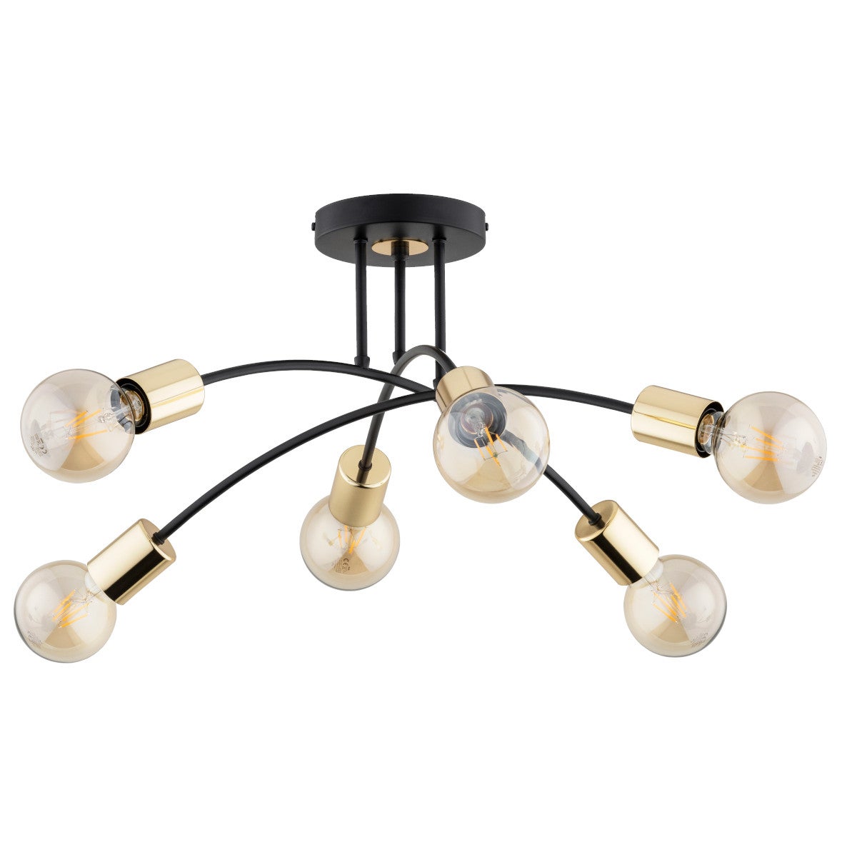 Lampa sufitowa Tilan czarno-złota 6xE27x15W wym: 30 x 65 x 65 cm metal Alfa