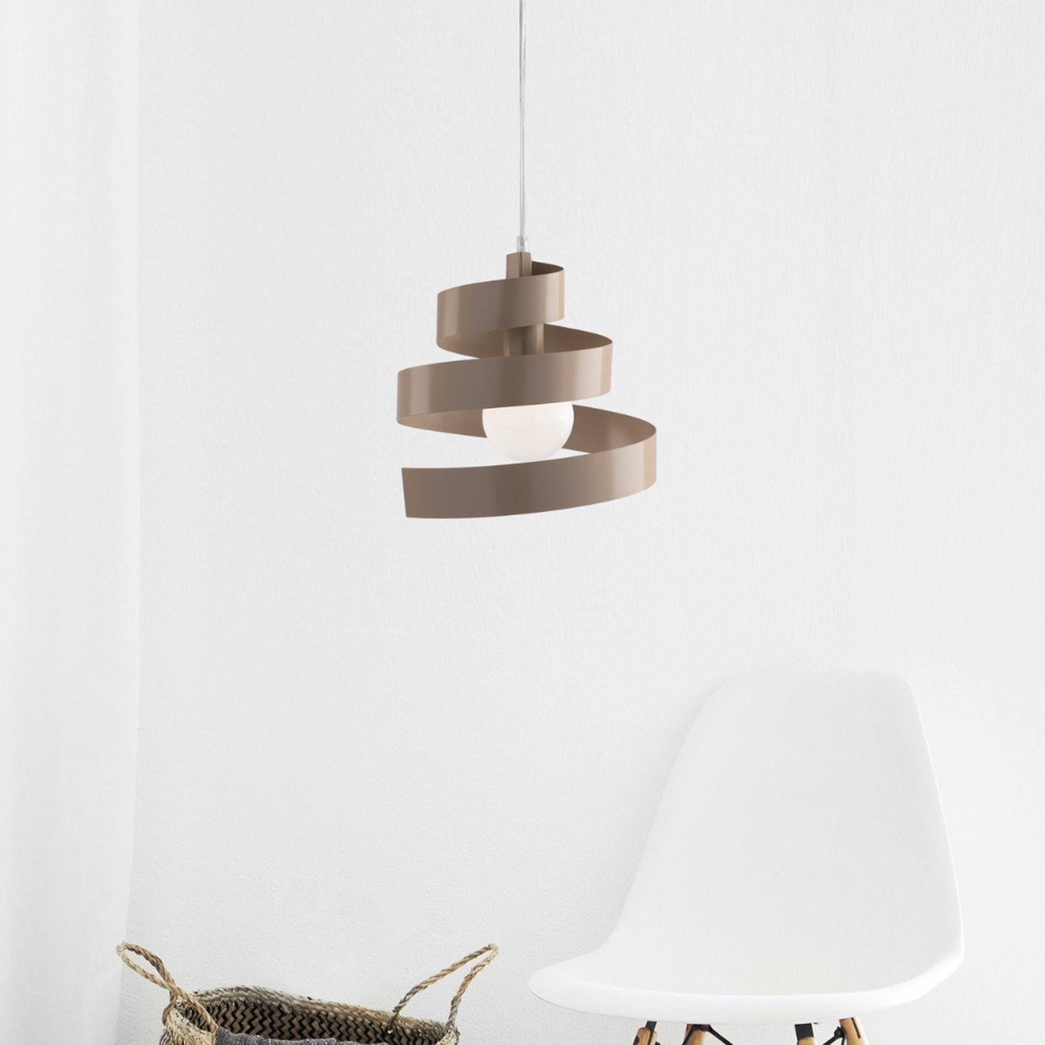 Sospensione Moderna Helix 1 Luce In Ferro Laccato Tortora - 3