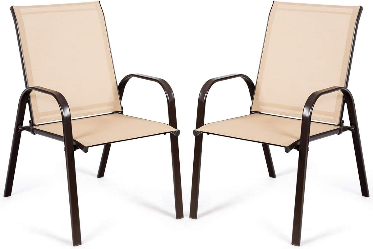 Zestaw 2 Składanych Krzeseł Ogrodowych, 2 Metalowe Krzesła Tarasowe z Podłokietnikami i Wysokim Oparciem, Wygodny Fotel, Nośność 160 kg (Kawiarnia)