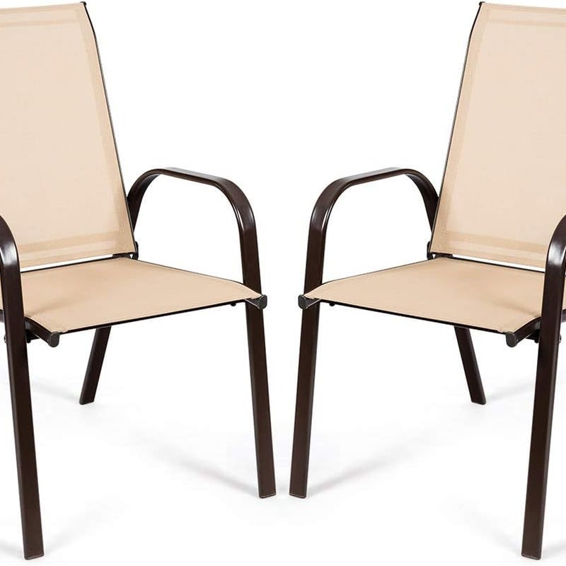 Zestaw 2 Składanych Krzeseł Ogrodowych, 2 Metalowe Krzesła Tarasowe z Podłokietnikami i Wysokim Oparciem, Wygodny Fotel, Nośność 160 kg (Kawiarnia)