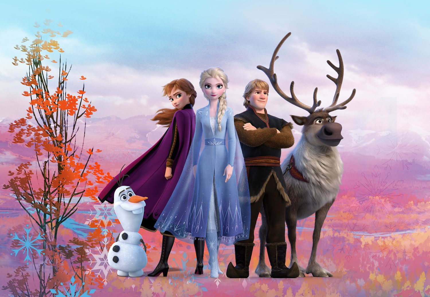 Fotomural frozen morado y azul - 368 x 254 cm - disney