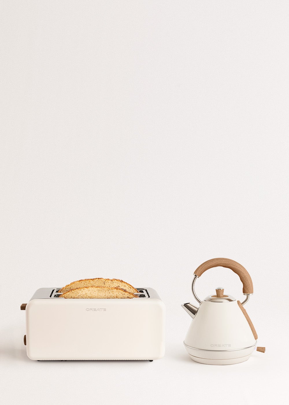 CREATE - Pack grille-pain TOAST RETRO + bouilloire KETTLE RETRO - Blanc cassé - 2