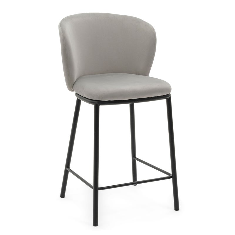 Hoker tapicerowany welurowy do salonu jadalni barowy BARI jasnoszary