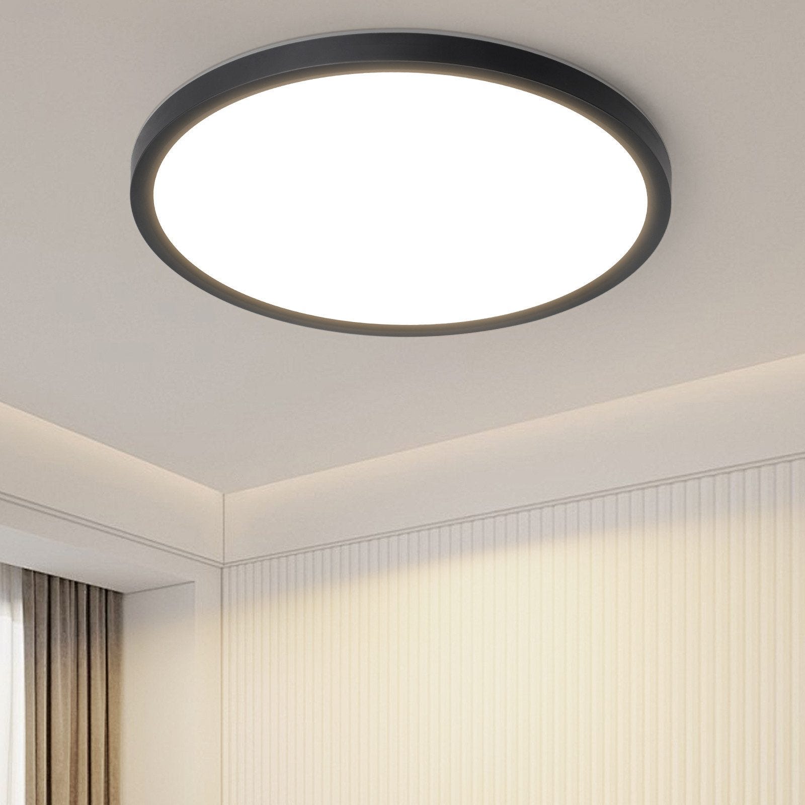 Techos Led ZMH Lámpara de techo LED redonda moderna negra para salón y pasillo ...