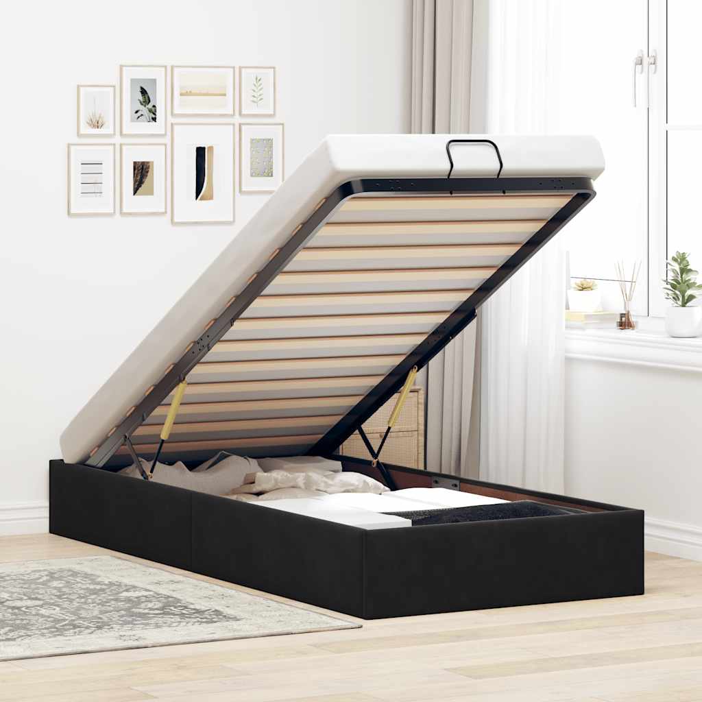 Vidaxl Estructura Cama Otomana Sin Colchón Terciopelo 90X200 Cm Negro , Leroy Merlin