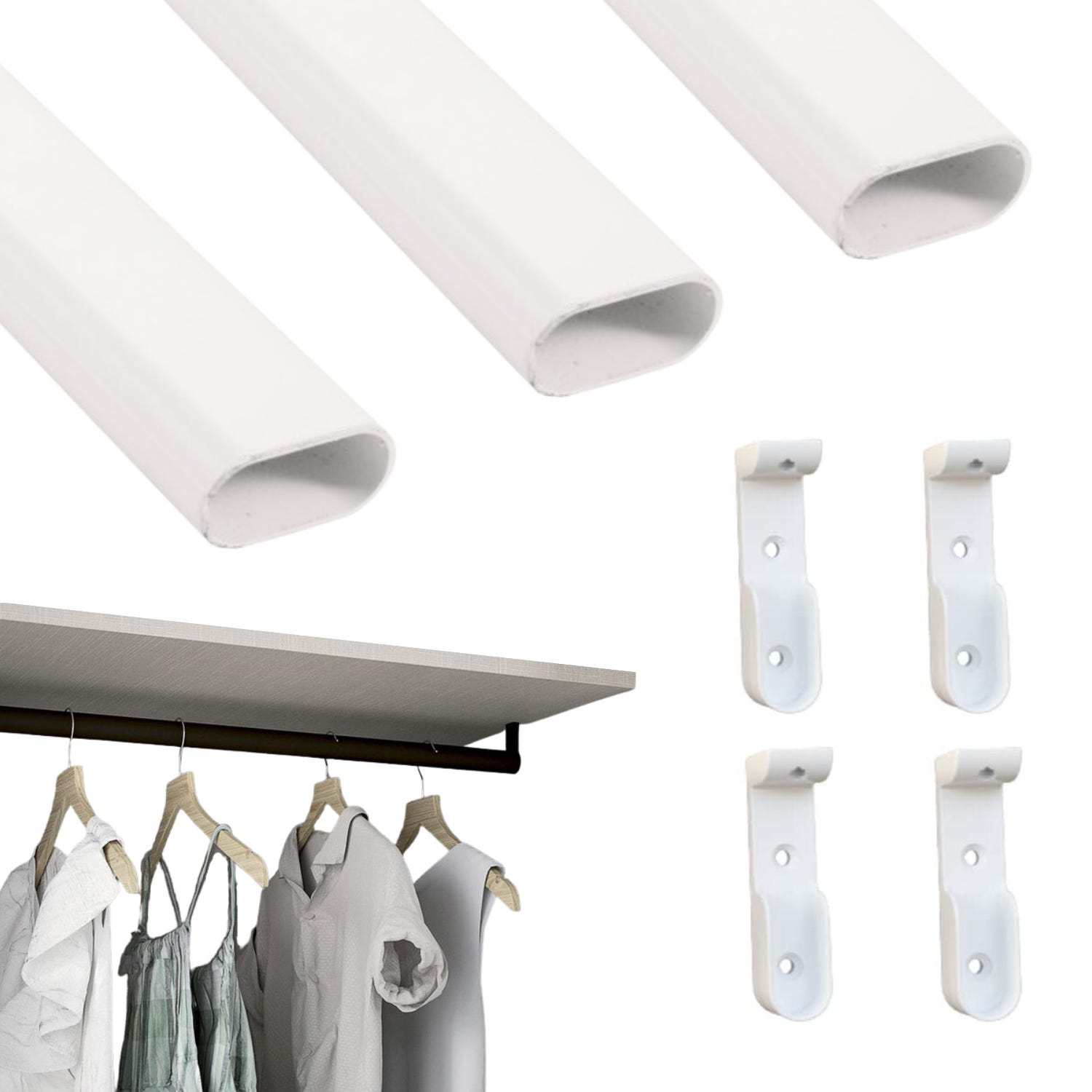 8 Supports Pour Tringle à Vêtements En Métal - Design En U, Avec Vis, Pour Placard Ou Dressing