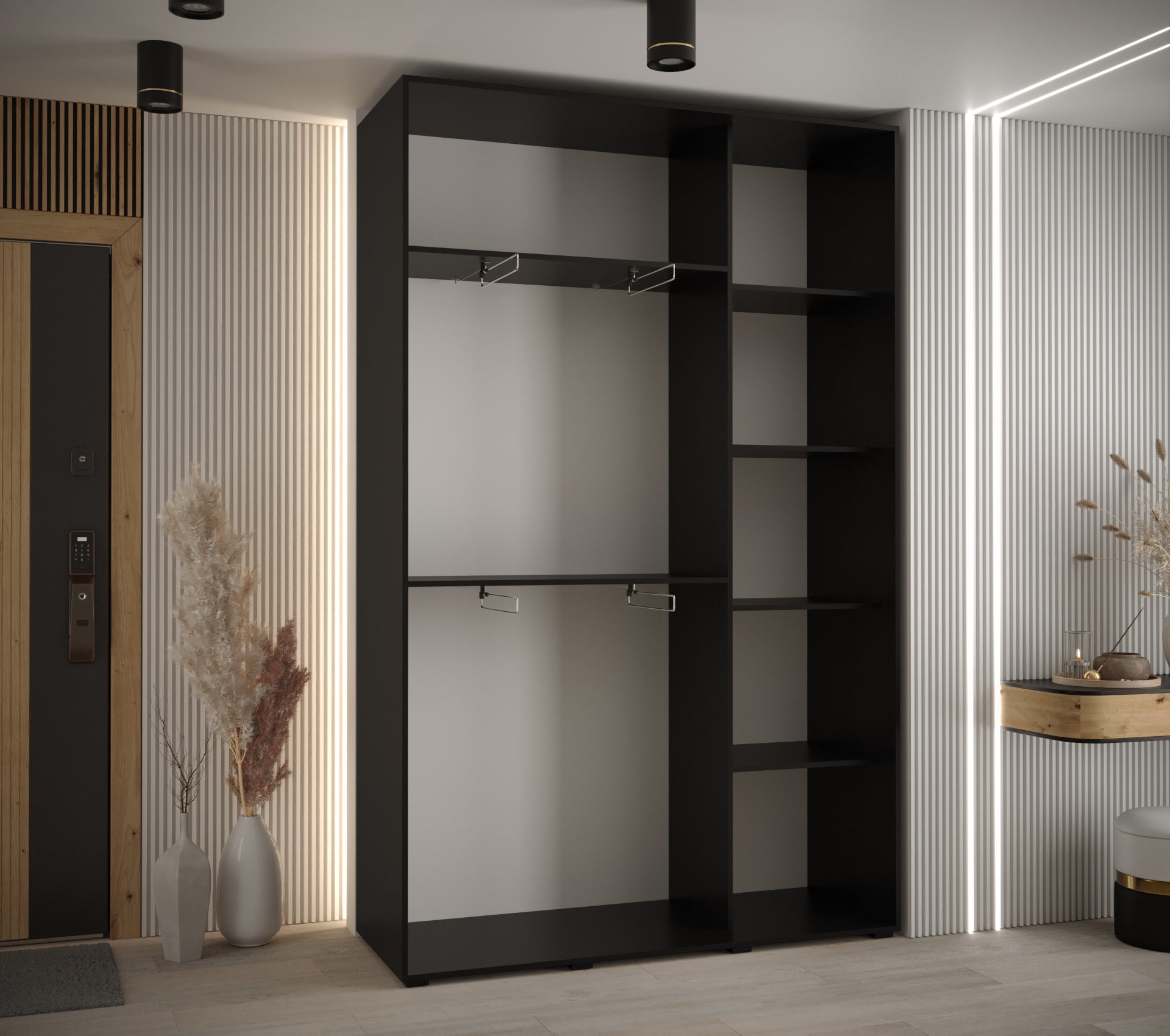 Szafa przesuwna wysoka Davos 10 150 x 45 x 235,2 cm czarny + czarny + u. czarny - Abiks Meble - 4