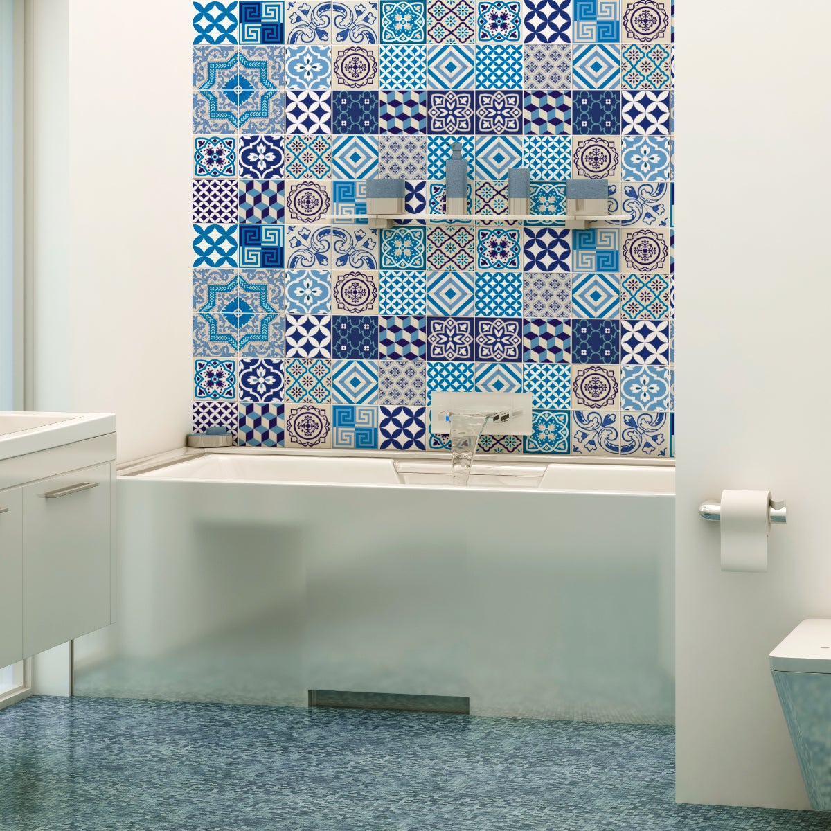30 vinilo baldosas azulejos andoni - adhesivo de pared - revestimiento sticker mural decorativo - 30stickers20x20cm