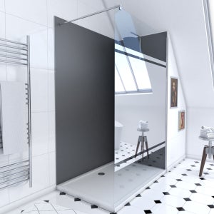 Panneau Mural Miroir Carrelé Pour Douche - Aluminium 3mm - Personnalisable Aux Dimensions