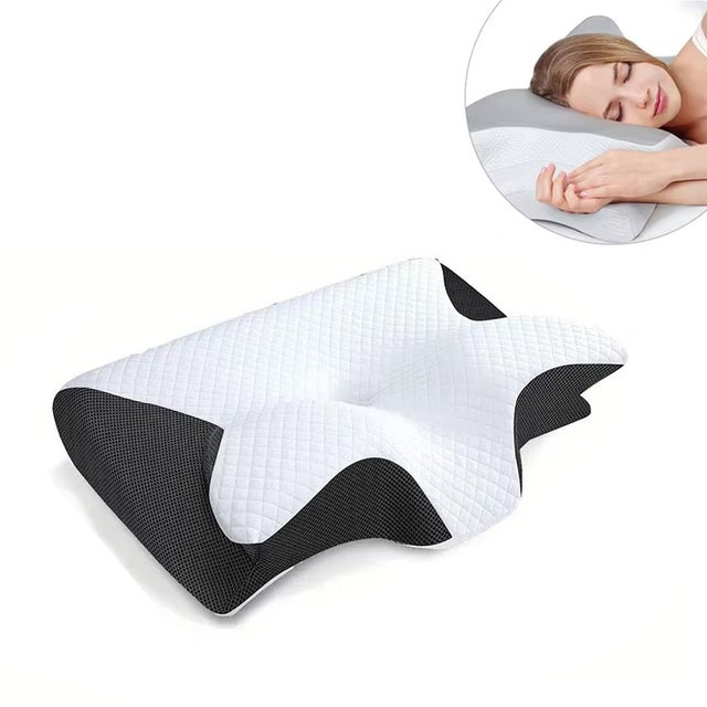 Almohada cervical de espuma viscoelástica Butterfly, cómoda almohada de espuma viscoelástica de rebote lento para dormir