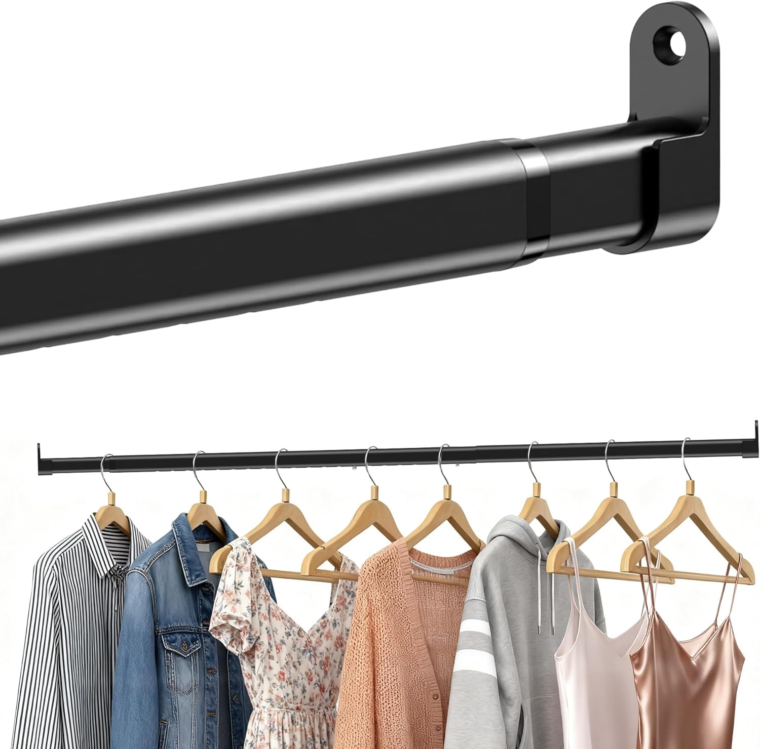 Tringle à vêtements extensible en acier pour penderie, penderie réglable, gain de place, charge de 25 kg (taille : 55 cm