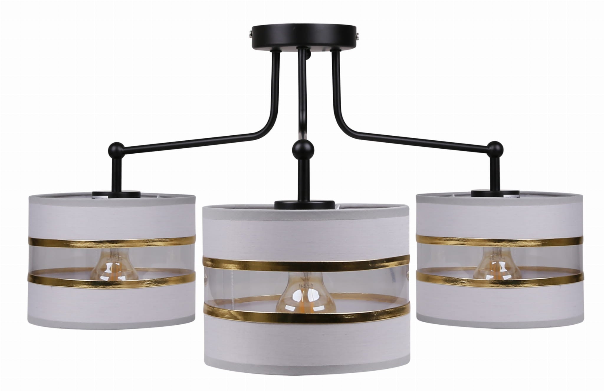 Lampa wisząca Andy czarno-biała-złota 3xE27x40W wym: 34 x 72 x 72 cm metal Candellux