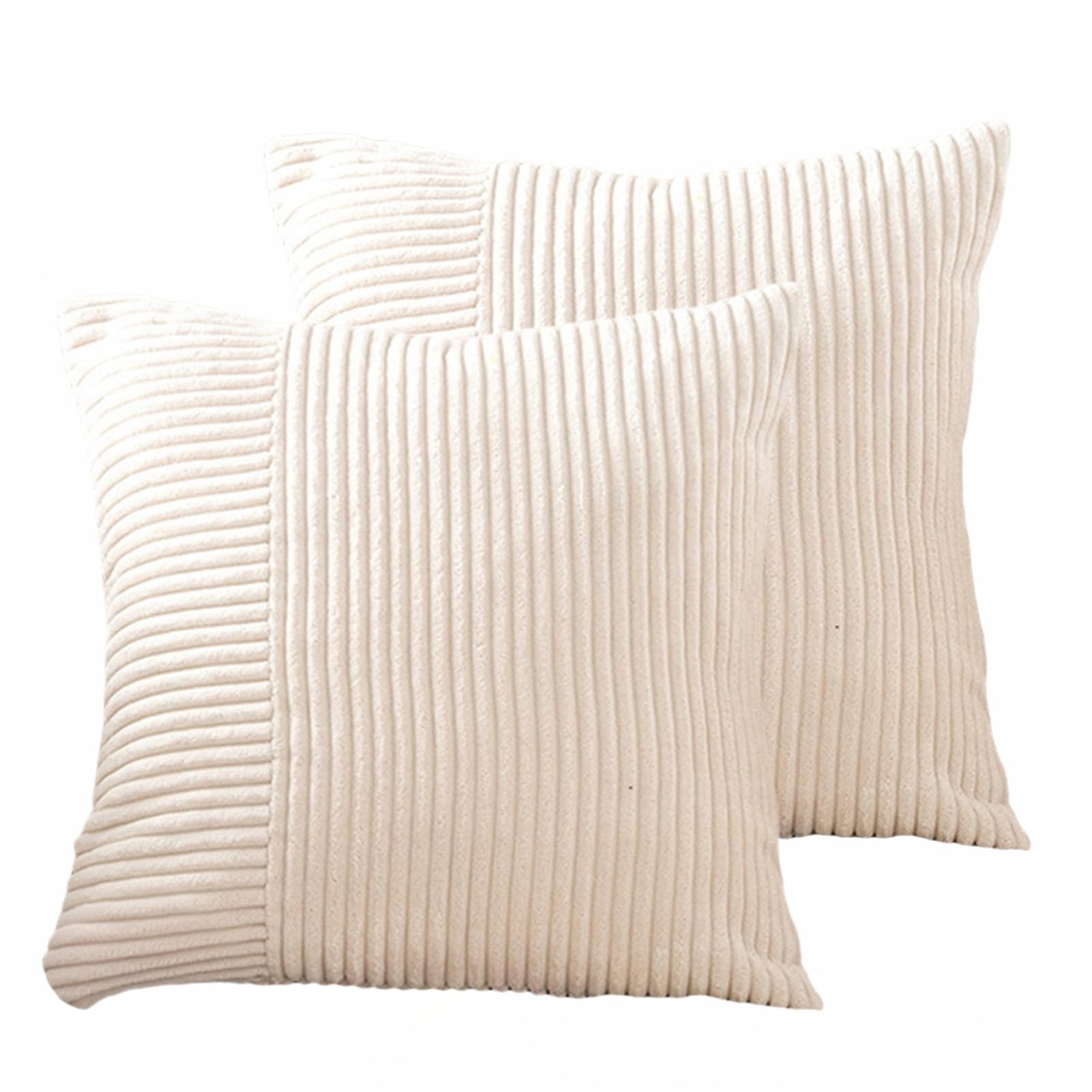 Fundas de almohada a rayas, fundas de almohada decorativas de felpa, decoración de sofá para el hogar, 45x45 cm, blanco, 2 piezas