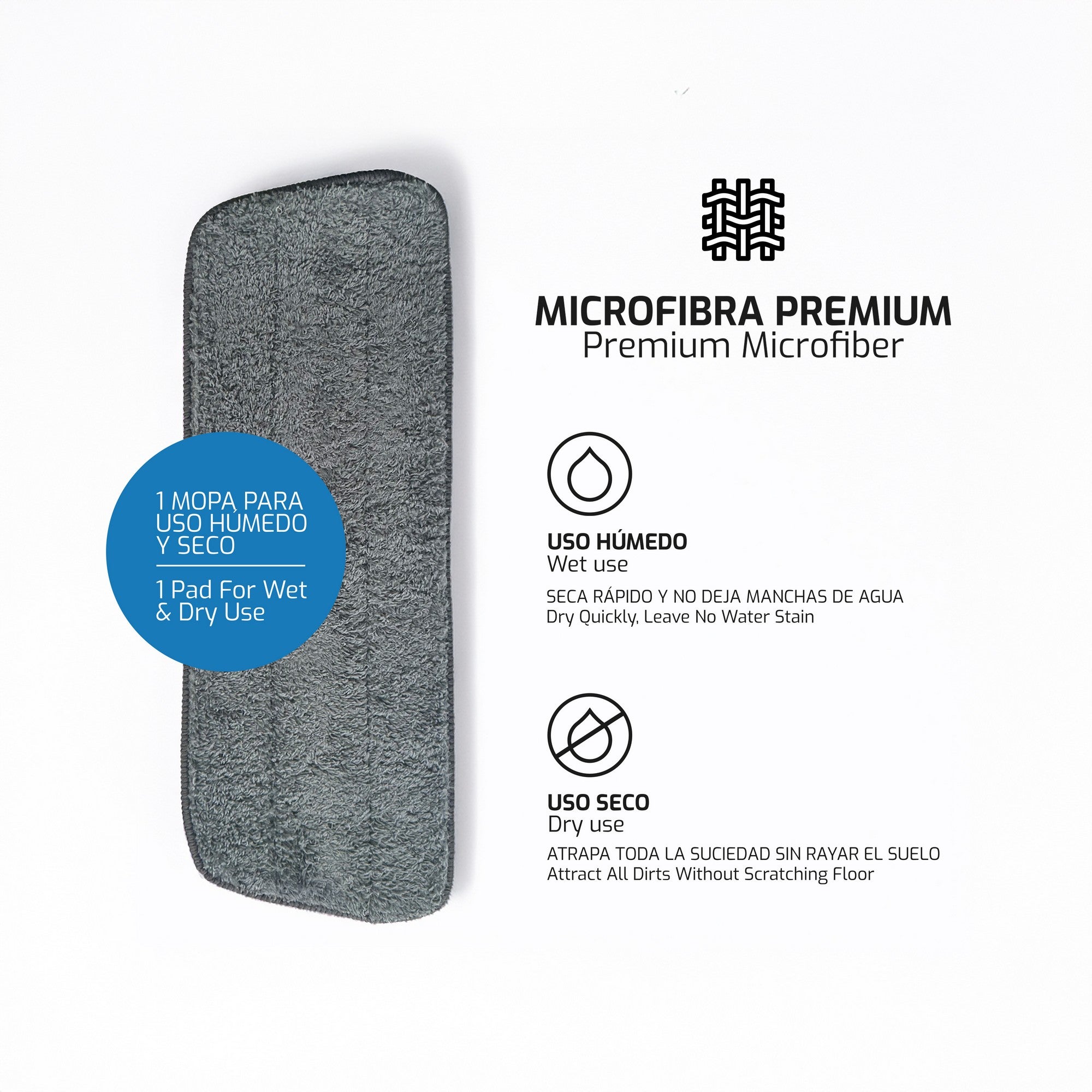 PAMEX Fregona Con Pulverizador Mopas De Limpieza Suelos Microfibra Mopa Spray Mop 350Ml Para El Hogar Cocina Azulejos Madera Cerámica - 3