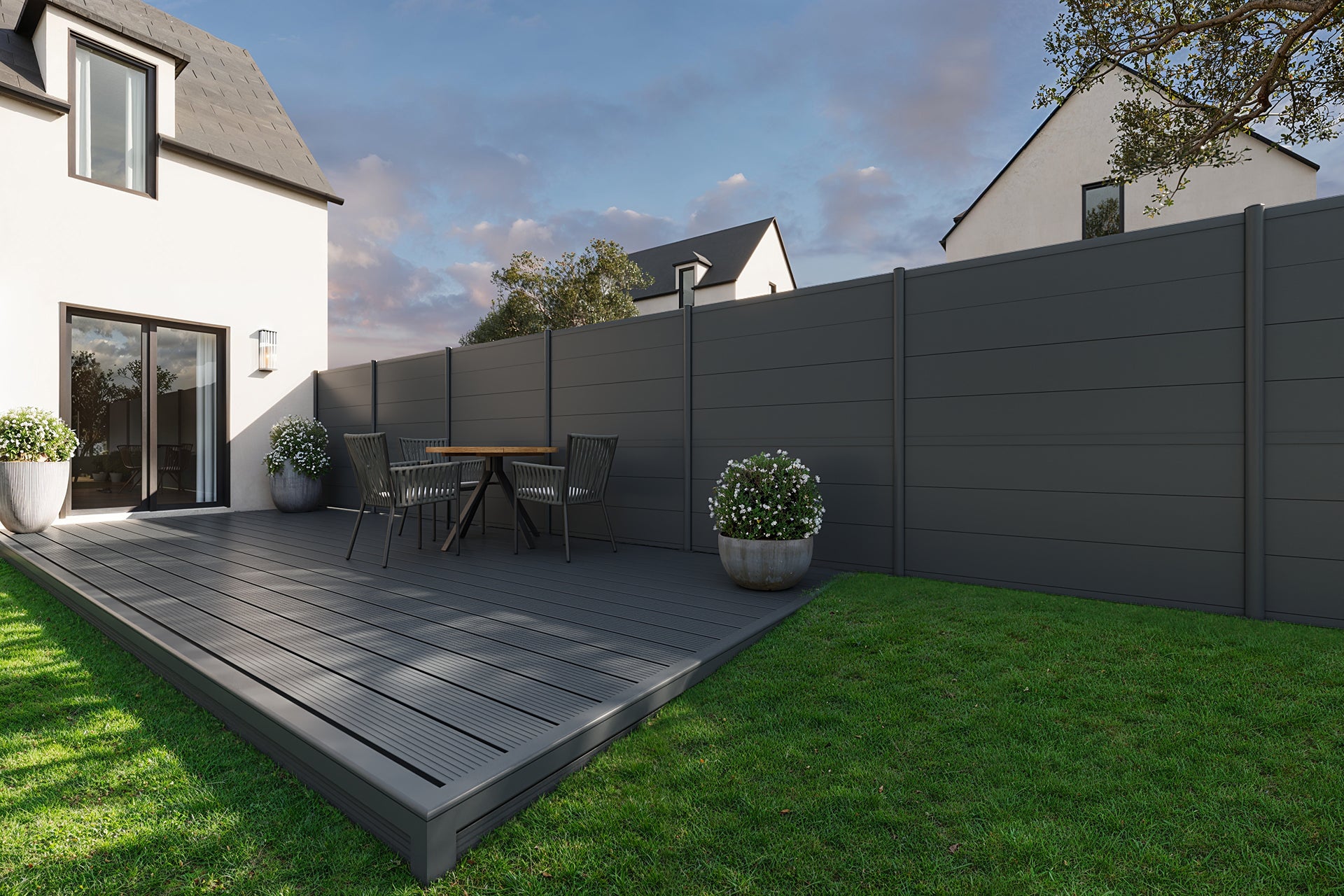 Kit complet clôture aluminium - 5 panneaux complets - 10 x 1,80 m - Prêt à poser - Anthracite - 2