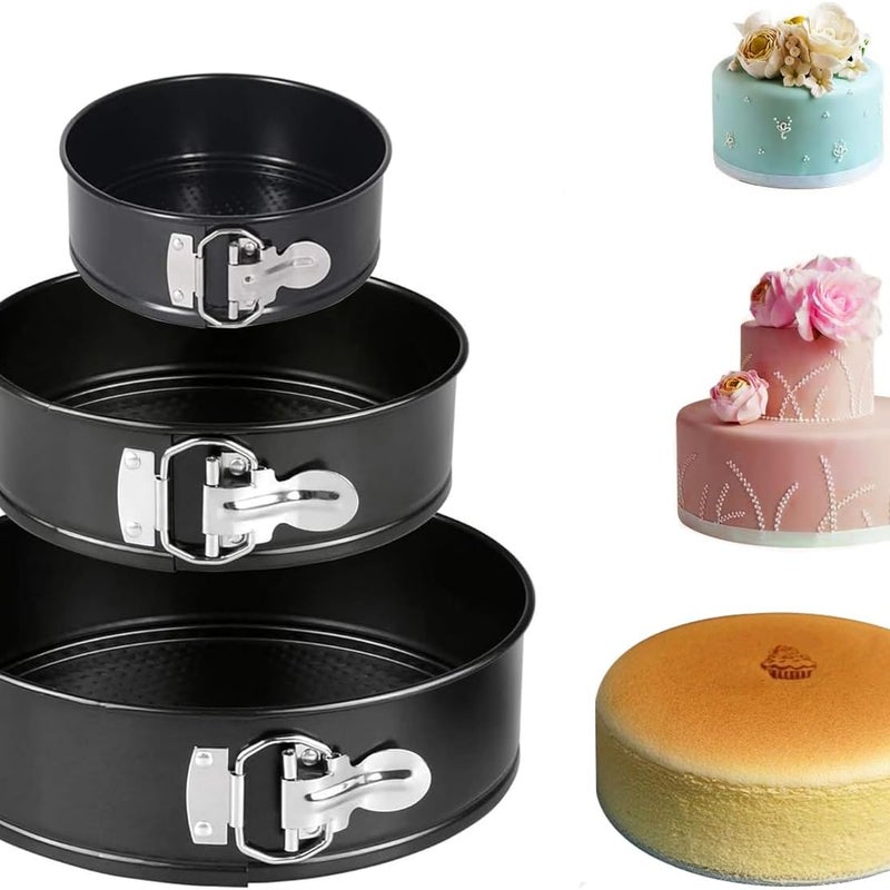 Zestaw 3 foremek do ciasta, forma z nieprzywierającą powłoką, luźno dopasowana blacha do pieczenia, forma do sernika, z wyjmowanym dnem