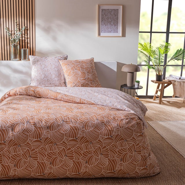 Parure de lit 2 personnes graphique floral en coton 260x240cm