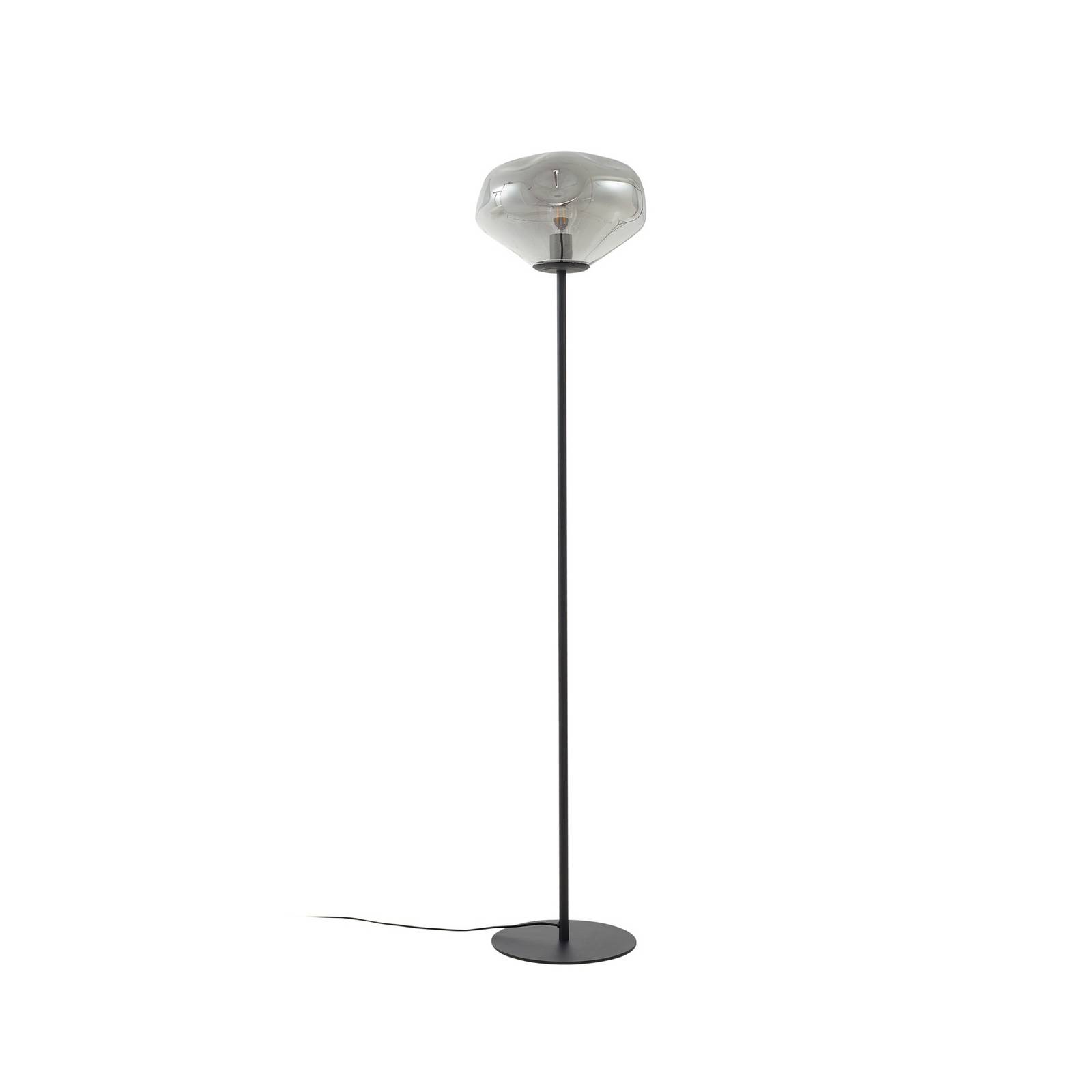 Lampe sur pied Lindby Lelia, gris fumé, verre, métal, 150 cm ...